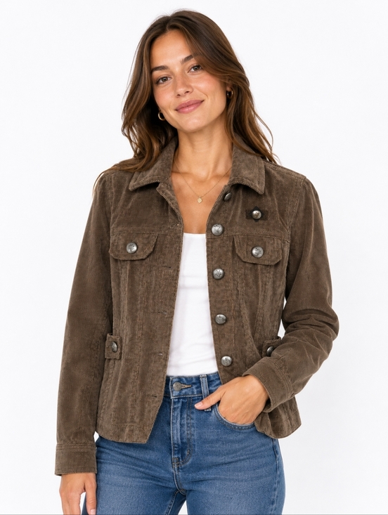 Live a Little Jackets & Blazers - L.A. Live a Little Brown Corduroy Jacket Women’s Size Small Boho Western Stretch